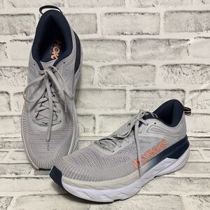 Hoka Bondi 7 Women's Gray and Navy Athletic Shoes-Size 12
